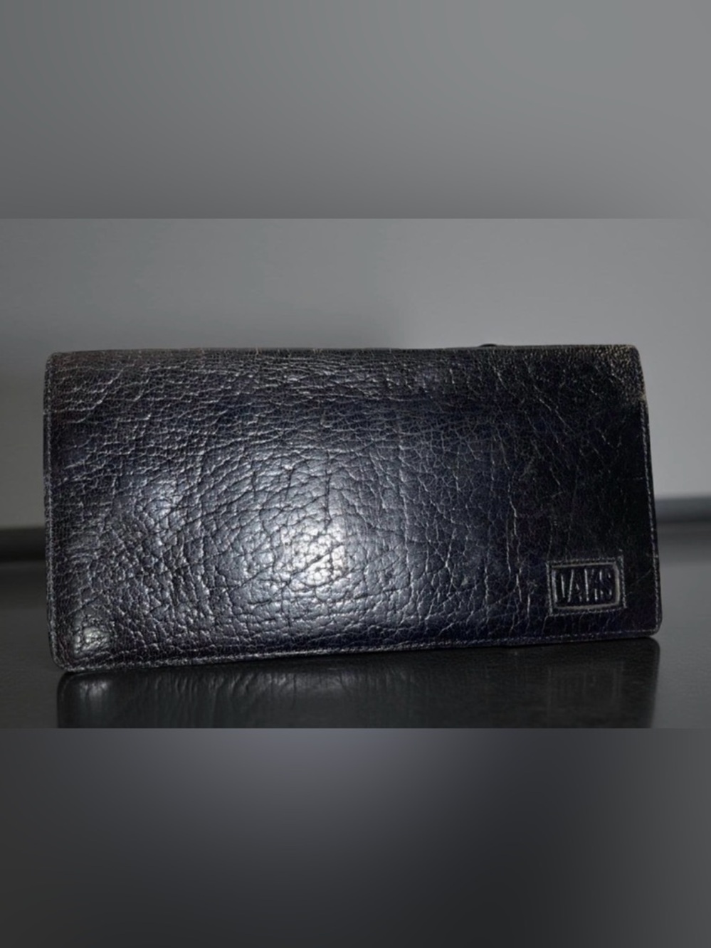 Daks England Quiet Luxury Rare Black Leather Bi fold Wallet Slim Women/Mens
